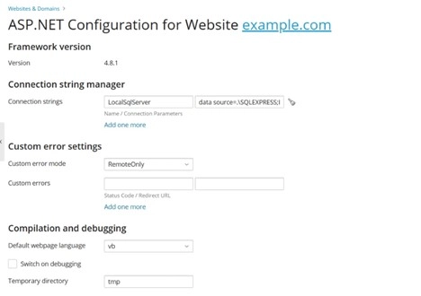 استفاده از ASP.NET Settings در پنل Plesk